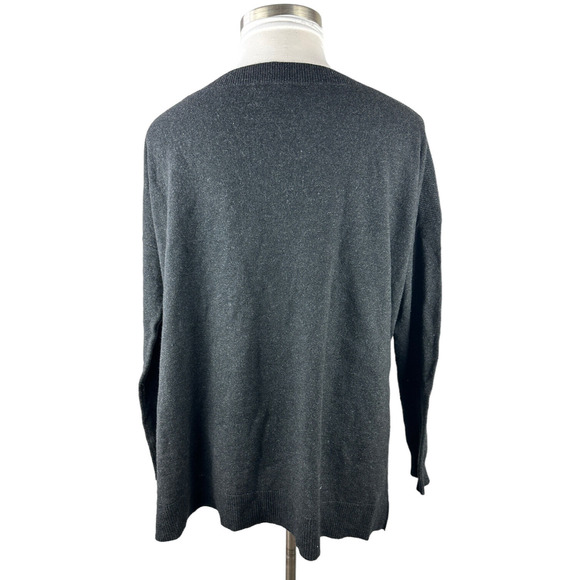 Vince Boat Neck Wool & Cashmere Blend Sweater Rib Trim LS Charcoal Gray Medium - Picture 7 of 9
